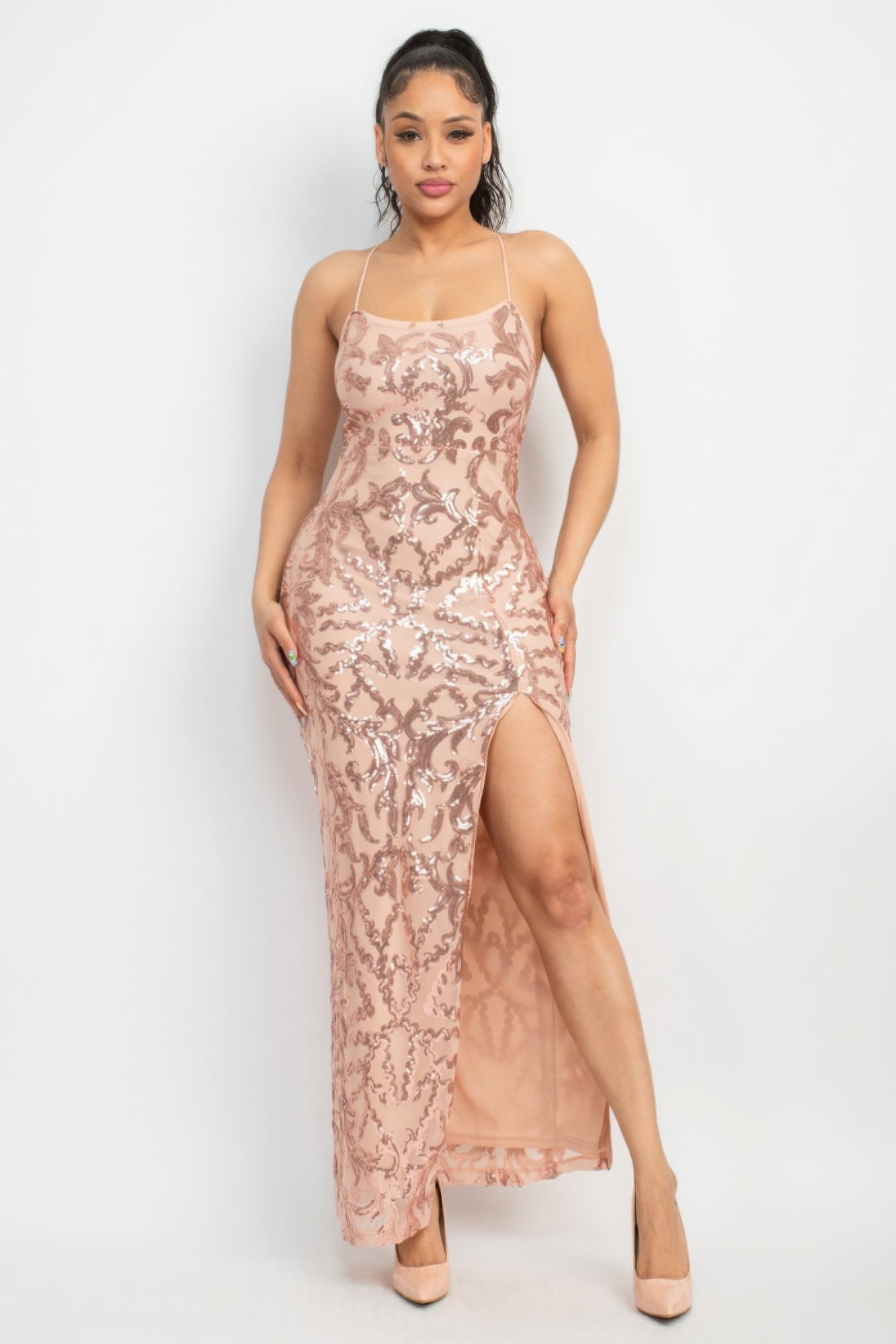 Sexy Sequin Maxi Dress with Slit - Donny's Angel