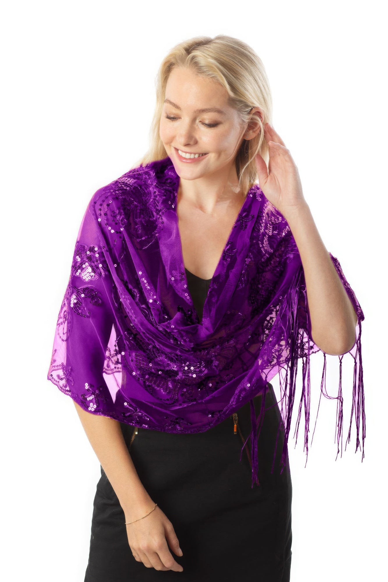 Midnight Shimmer Sequined Shawl - Donny's Angel