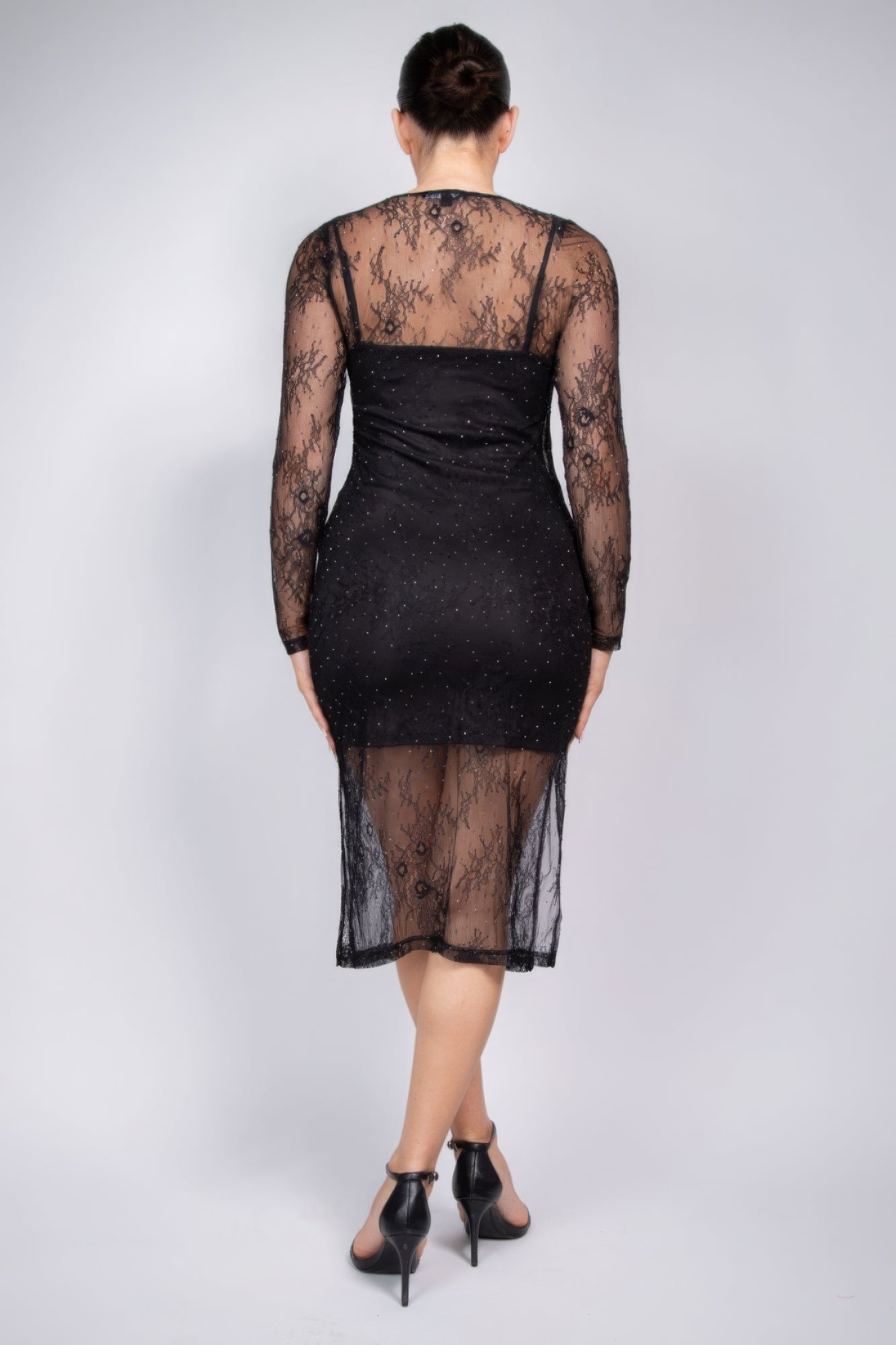 Radiant Rhinestone Lace Midi Dress - Donny's Angel