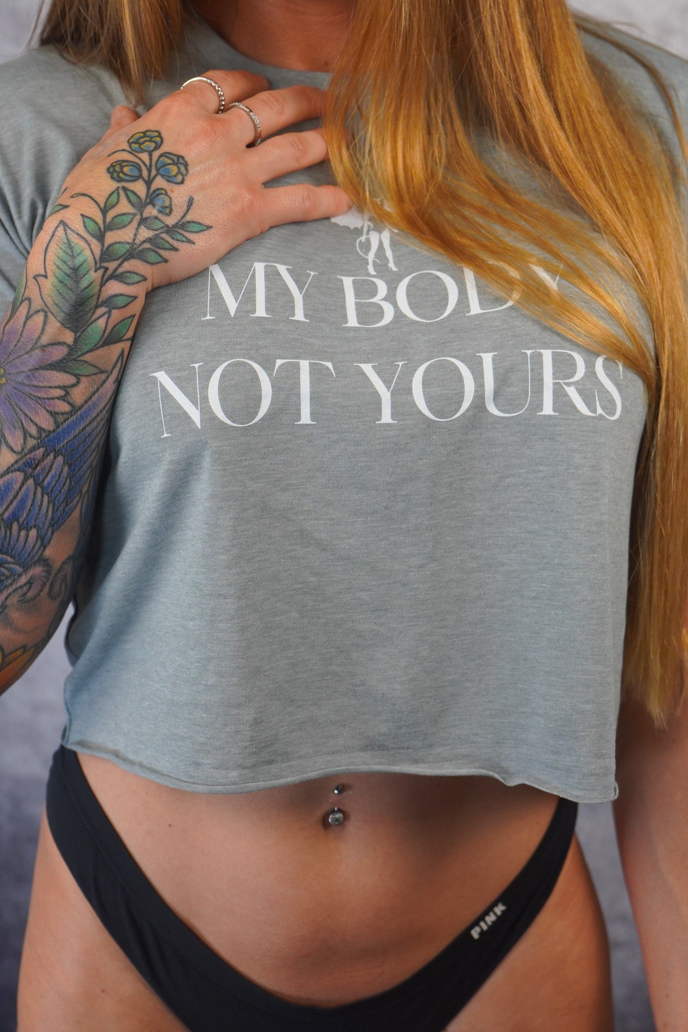 Donny's Devil My Body Not Your's Raw Hem Crop Tee
