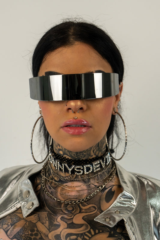 Donny's Devil Laser Print Logo Chrome Cyberpunk Sunglasses
