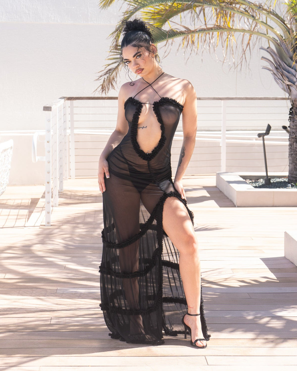 Long Sheer Sexy Hollow-Out Dress