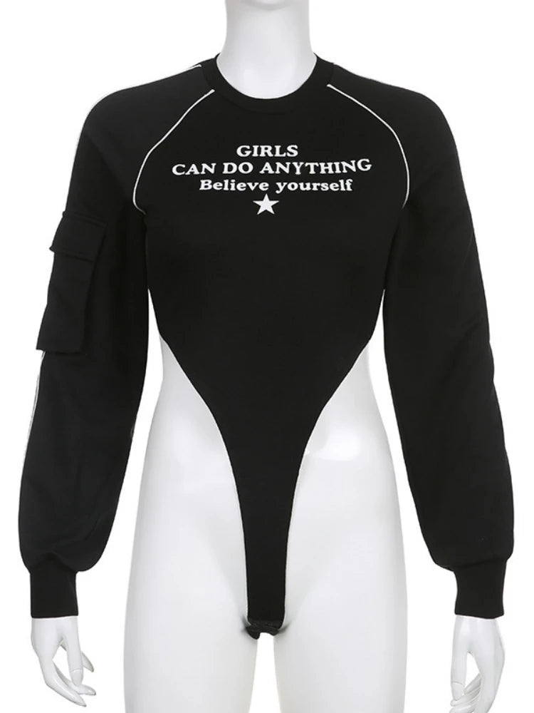 Sexy High Cut Women Motivation Street Style Bodysuit - Donny's Angel