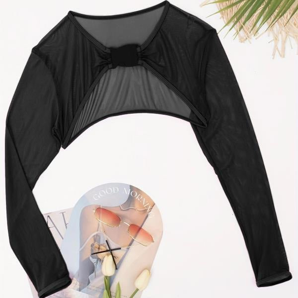 Amazon 2025 New European and American Solid Color Sexy One-Piece Swimsuit Women's Long Sleeve Cover up Bikini Swimwear Wholesale