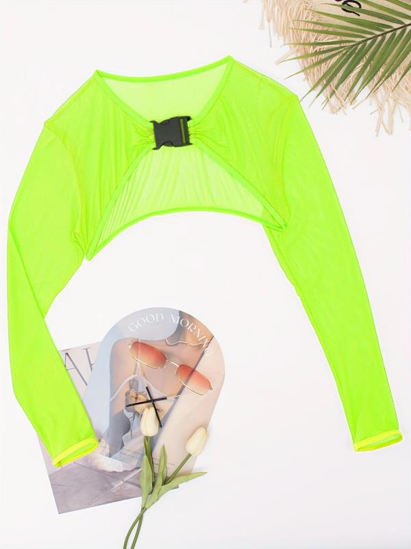 Amazon 2025 New European and American Solid Color Sexy One-Piece Swimsuit Women's Long Sleeve Cover up Bikini Swimwear Wholesale