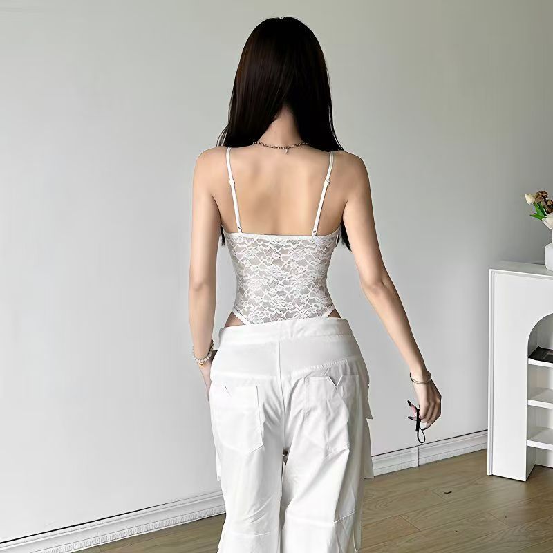 Cursive Embroidered Lace Bodysuit