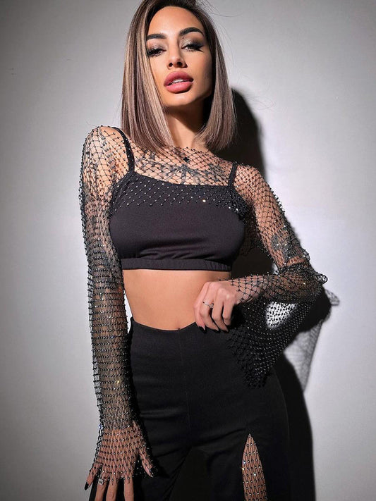 Rhinestone fishnet bolero