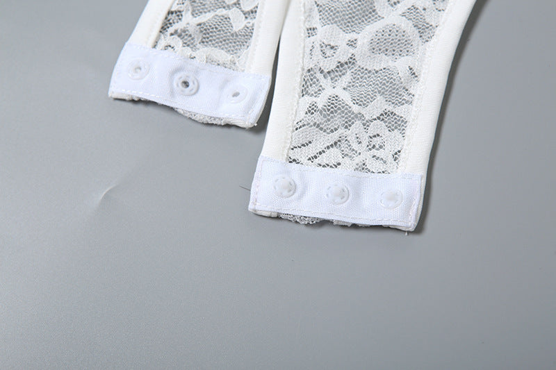 Cursive Embroidered Lace Bodysuit