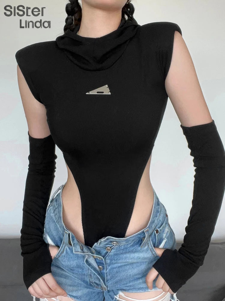 Hooded High Cut V Shape Bodysuit Combo