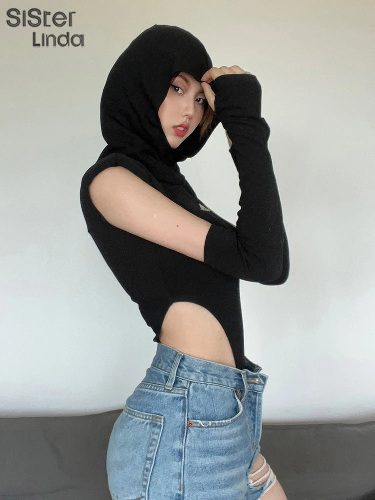 Hooded High Cut V Shape Bodysuit Combo