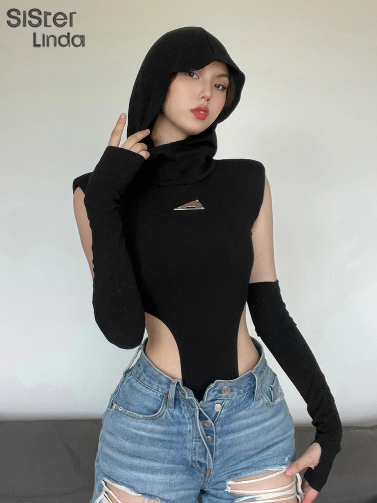 Hooded High Cut V Shape Bodysuit Combo