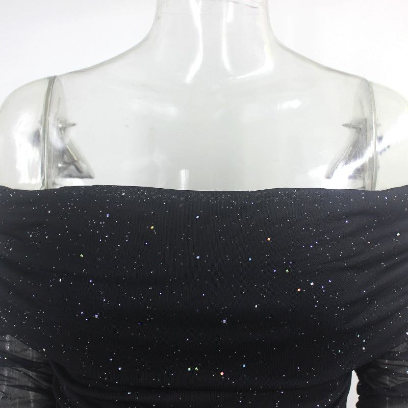 Glimmering Sequin Off-Shoulder Evening Dress - Donny's Angel