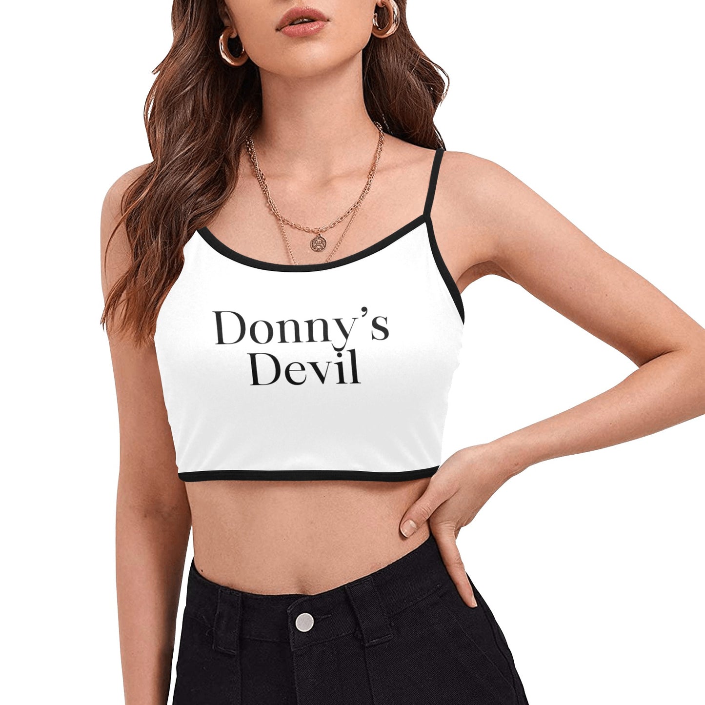 Donny's Devil Contrast Spaghetti Strap Crop Top