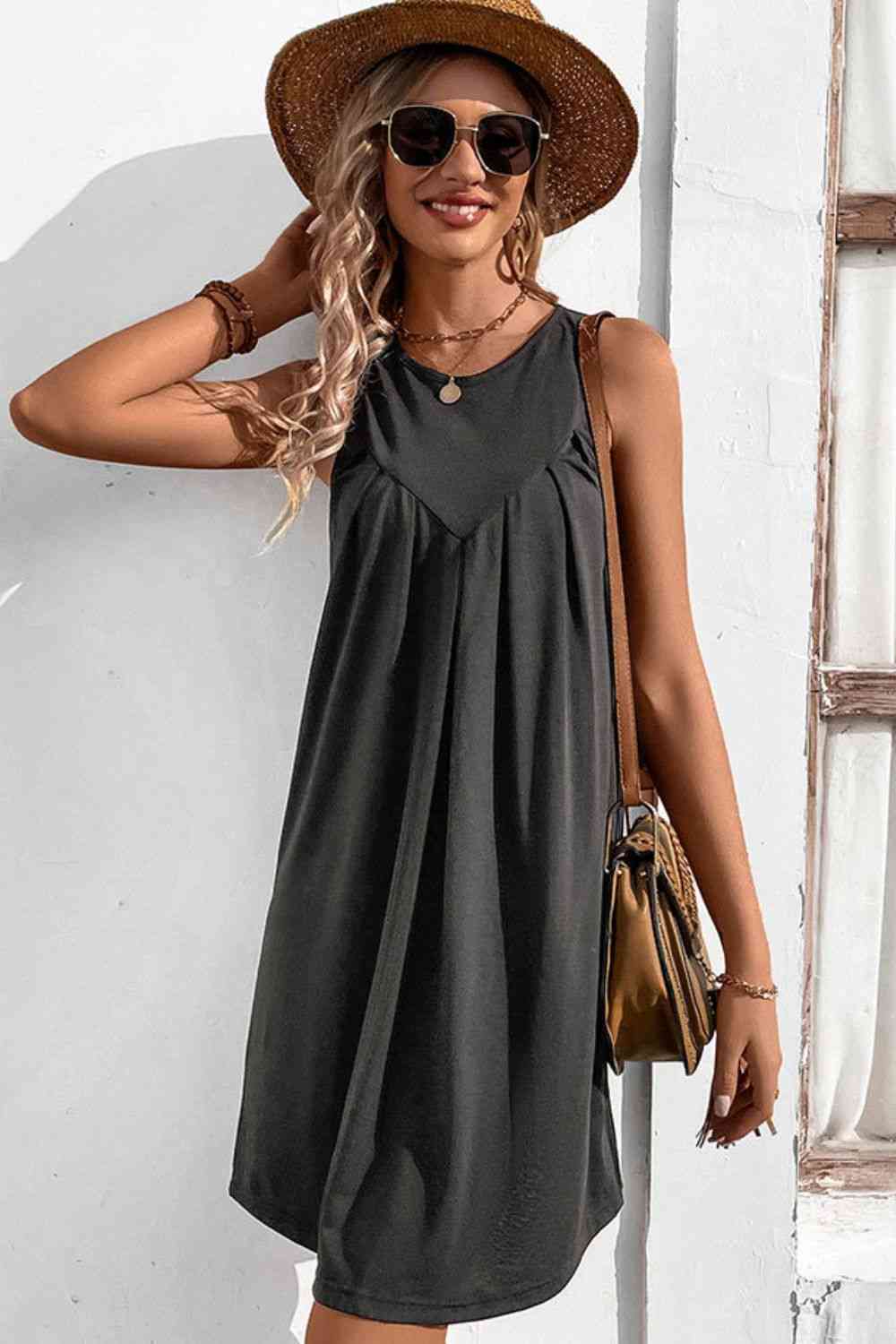 Round Neck Sleeveless Mini Dress - Donny's Angel