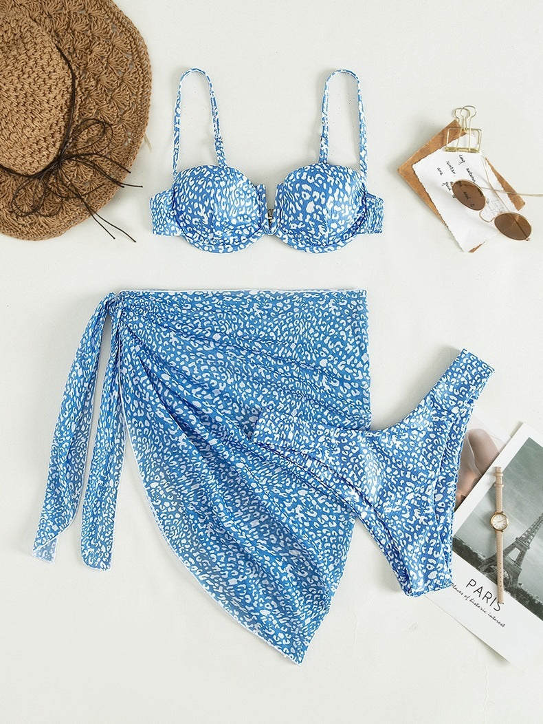 Chic Floral Print 3-Piece Swim Set