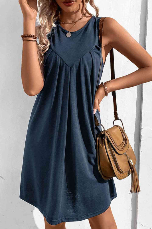 Round Neck Sleeveless Mini Dress - Donny's Angel