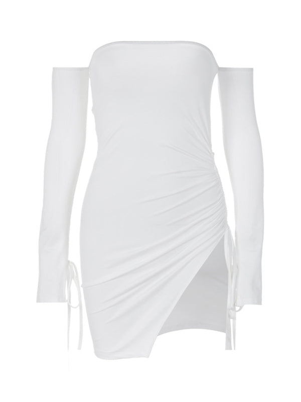 Alluring Off-Shoulder Bodycon Slit Short Dress - Donny's Angel